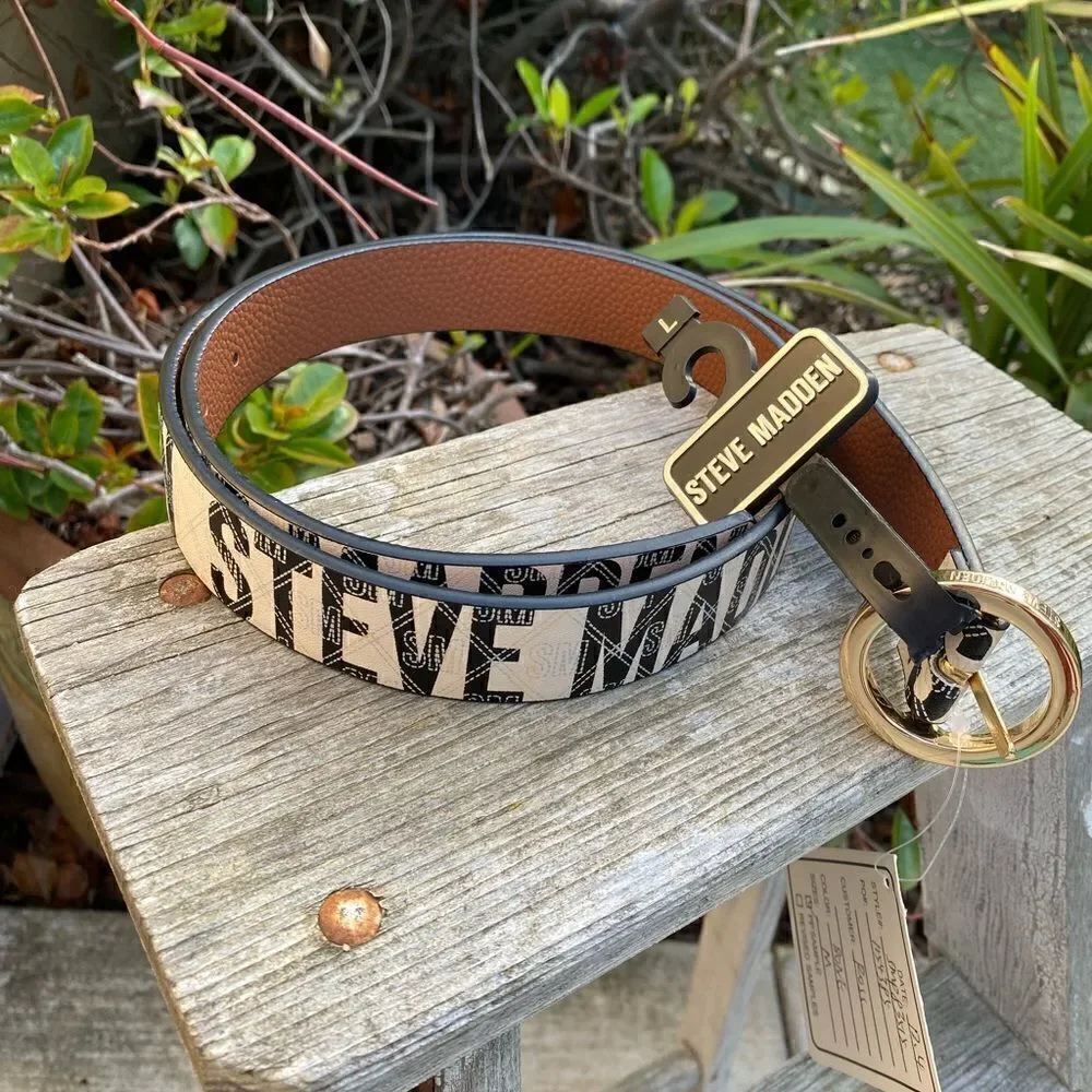 Steve Madden Faux Leather Cream Belt w/